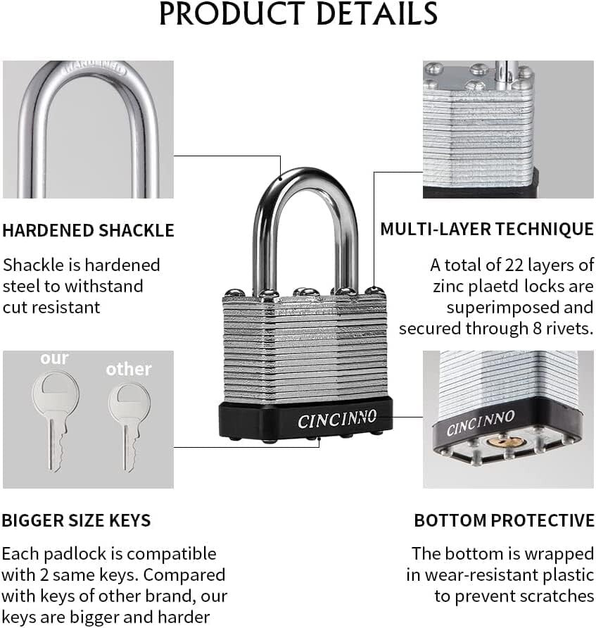 72 Pack Heavy Duty Laminated Padlocks with Keyed Alike Security Solutions