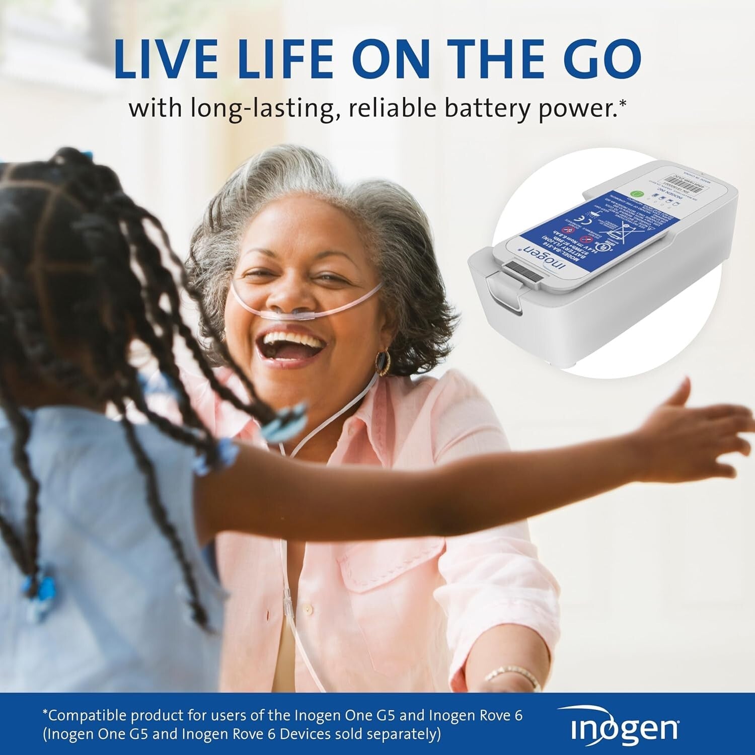 Rechargeable Extended Battery for Oxygen Therapy - 12 Hours Life at 2.18 lbs