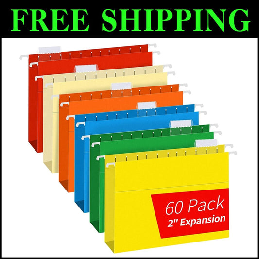 Assorted Color File Folders - Durable 2 Inch Expandable System for Home & Office