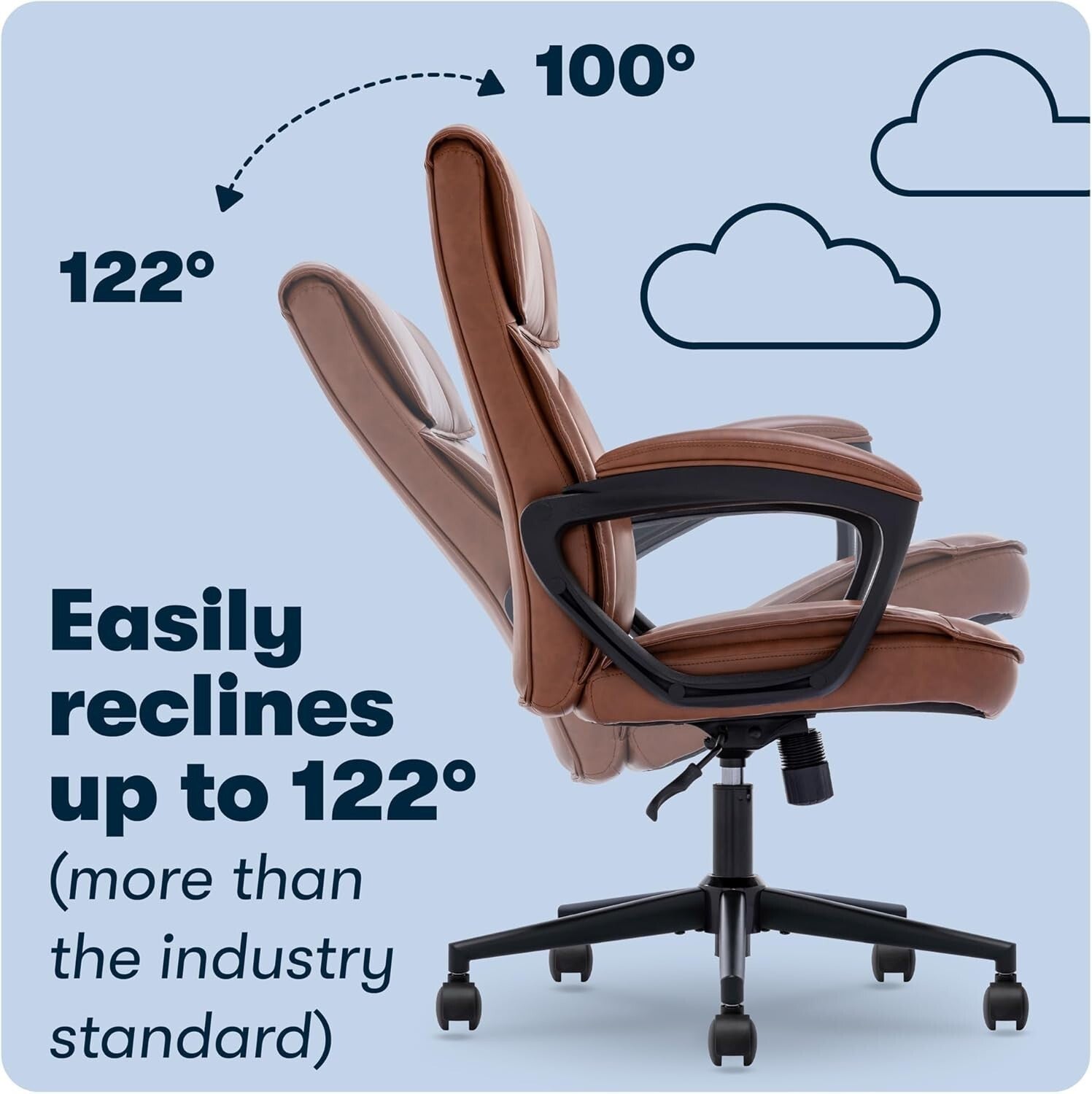 Cognac Bonded Leather Executive Desk Chair with Easy Assembly - 275 lbs Capacity