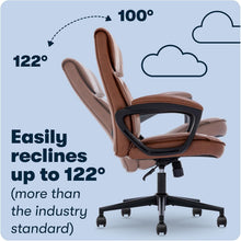 Load image into Gallery viewer, Cognac Bonded Leather Executive Desk Chair with Easy Assembly - 275 lbs Capacity