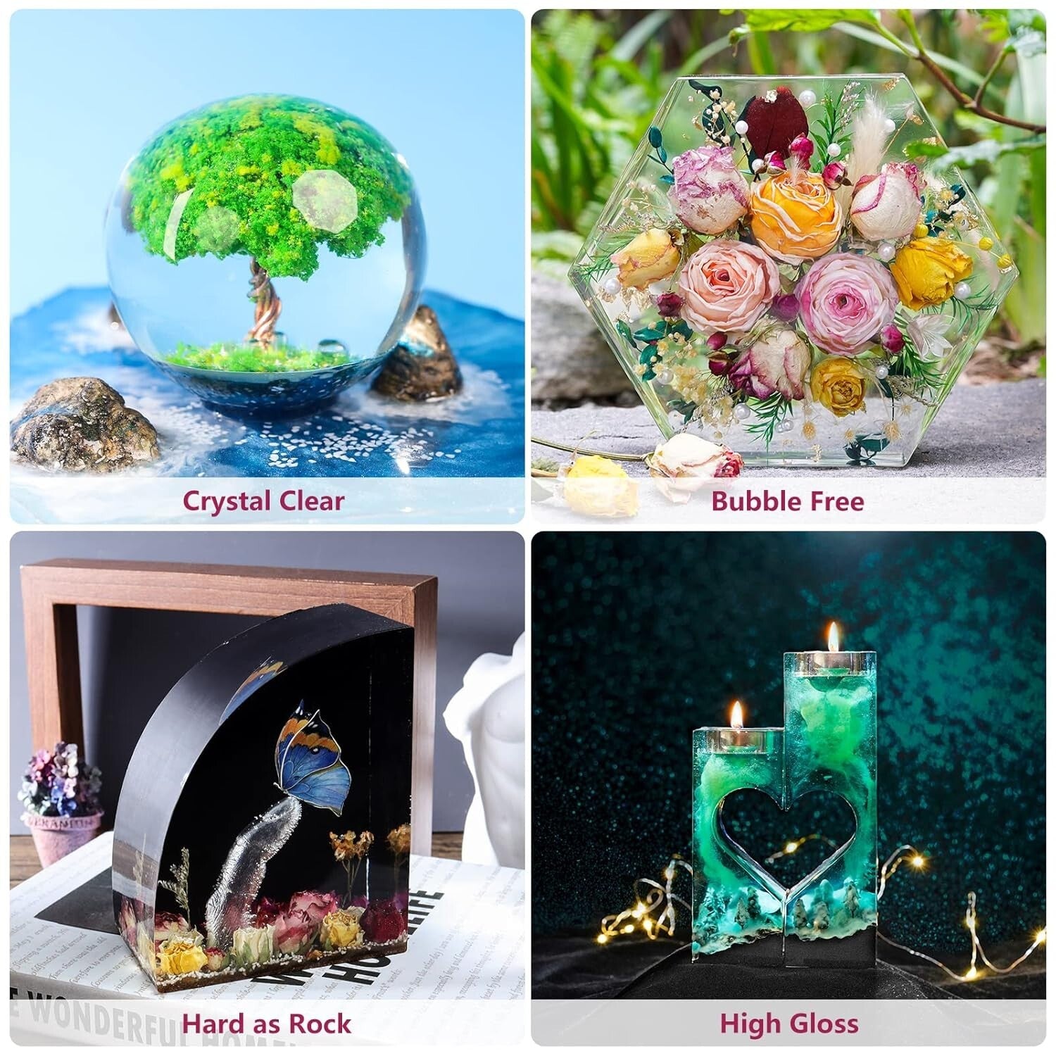 80oz Bubble-Free Crystal Clear Epoxy Resin Kit for Crafting & Jewelry Making