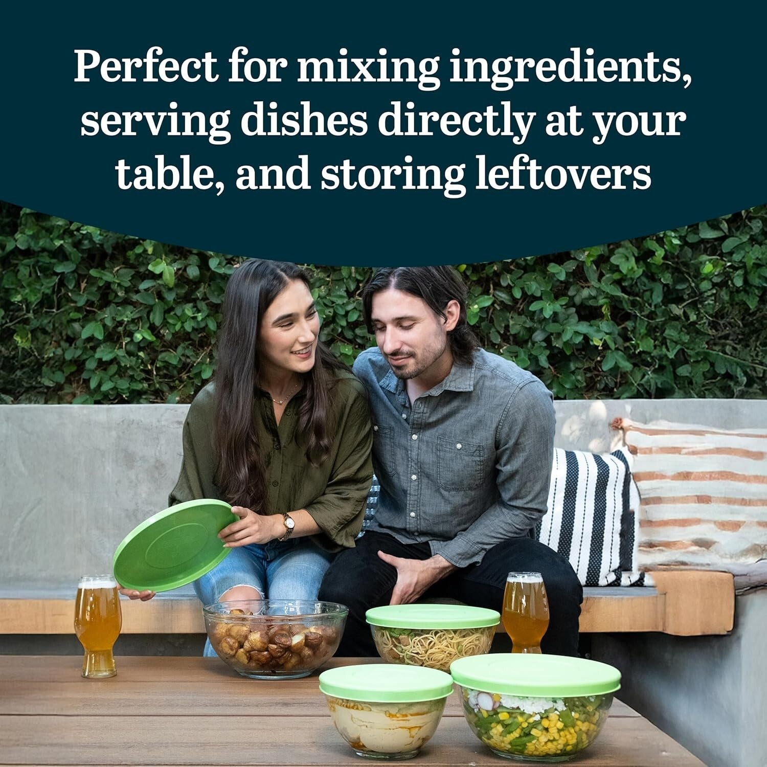 Multi-Size Glass Mixing Bowl Set with Lids - Perfect for Baking and Storage