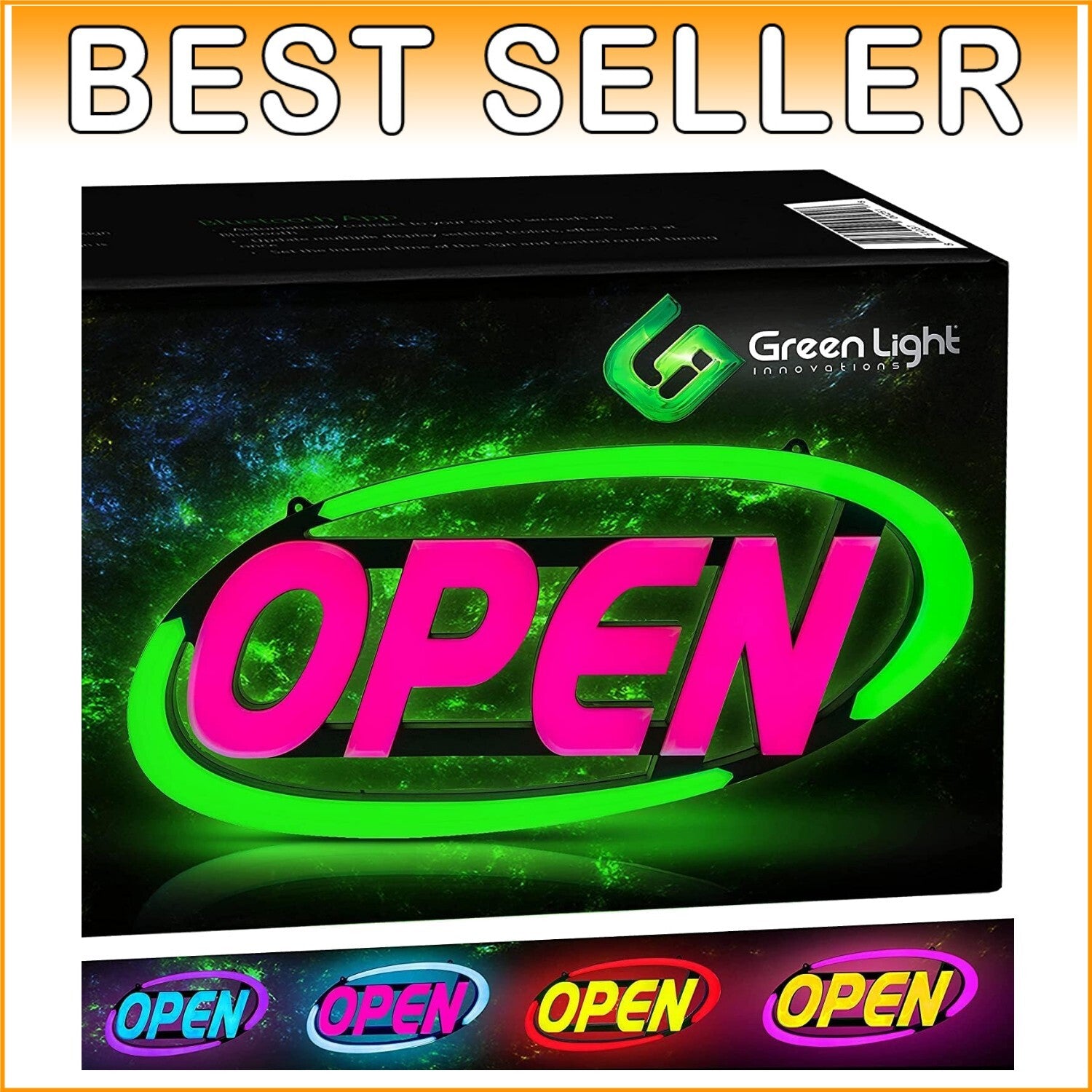 Customizable LED Open Sign - 64 Colors, App Control & Dynamic Display Functions