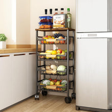 Load image into Gallery viewer, Rolling Vegetable Storage Cart with Wooden Top - 4 Tier Organization for Kitchen
