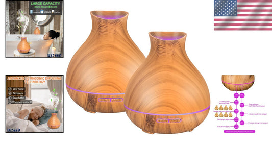 Large Capacity Essential Oil Diffuser - 2 Pack with Auto Shut-Off Features