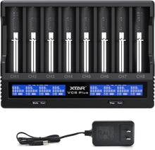 Load image into Gallery viewer, 8-Bay 21700 &amp; 18650 Smart Battery Charger with LCD Display - Fast 1A*8 Charging