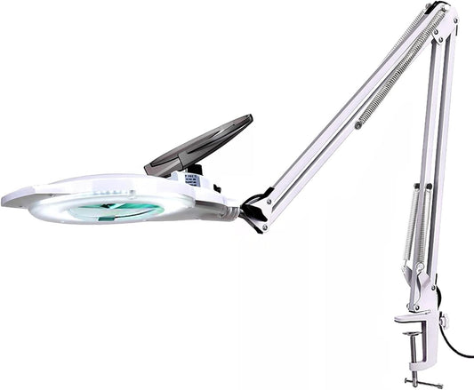 Bright 10X LED Magnifier Lamp with Clamp - Cool White Light for Crafts & Repairs
