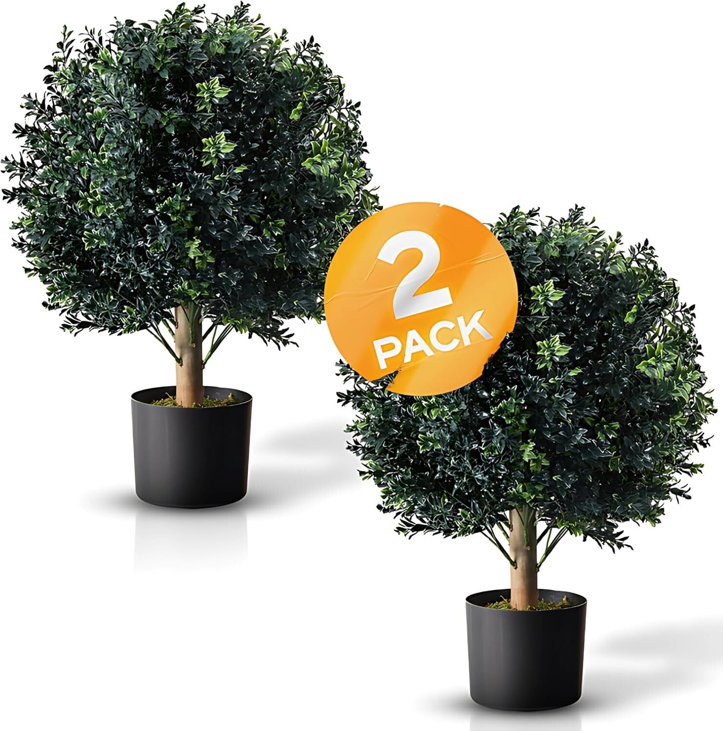 Decorative Pre-Potted Boxwood Topiary Set - 24-Inch Elegance for All Seasons