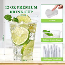 Load image into Gallery viewer, 2000 Pack 12 Oz Clear Plastic Cups - Durable Disposable Drinkware for Parties