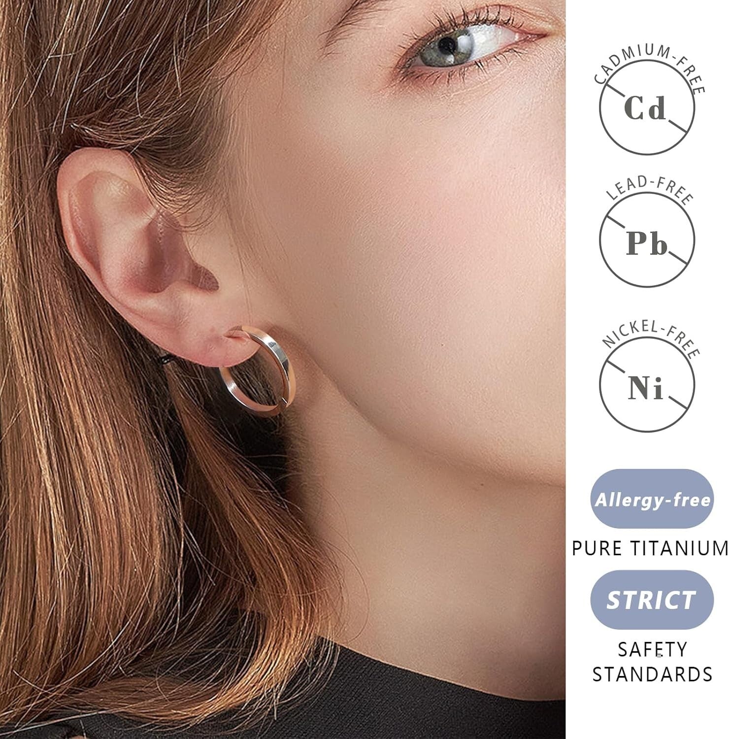 Small/Large Pure Titanium Hoop Earrings - Hypoallergenic Comfort for Men & Women