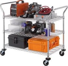 Load image into Gallery viewer, Commercial Grade Heavy Duty 3-Tier Utility Cart with Ergonomic Handles &amp; Wheels