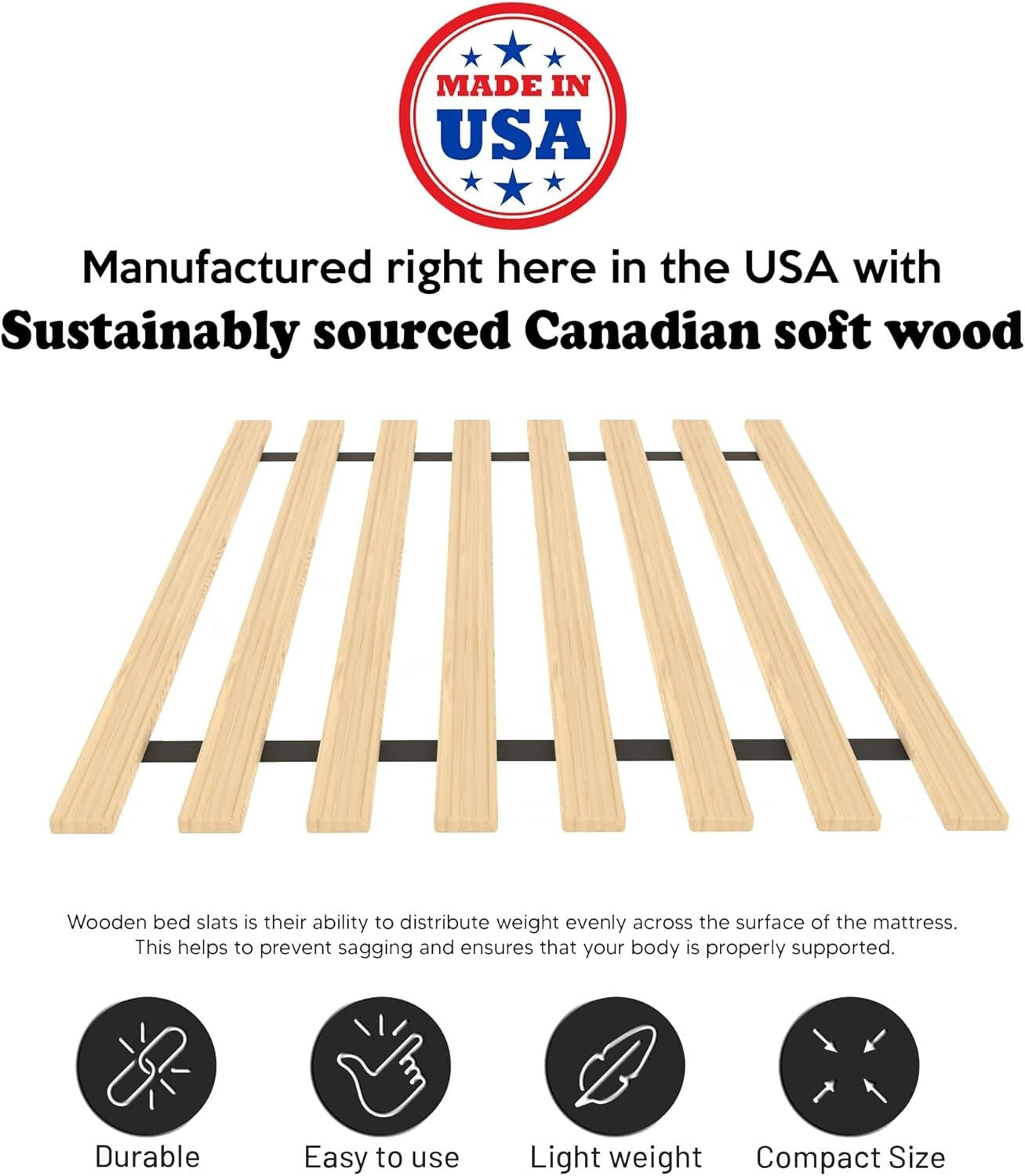 Enhance Your Bed's Support with 0.68-Inch Wooden Slats for Queen Size Mattresses