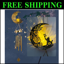 Load image into Gallery viewer, Elegant Solar-Powered Cat Moon Wind Chime - Perfect Gift for Cat Lovers