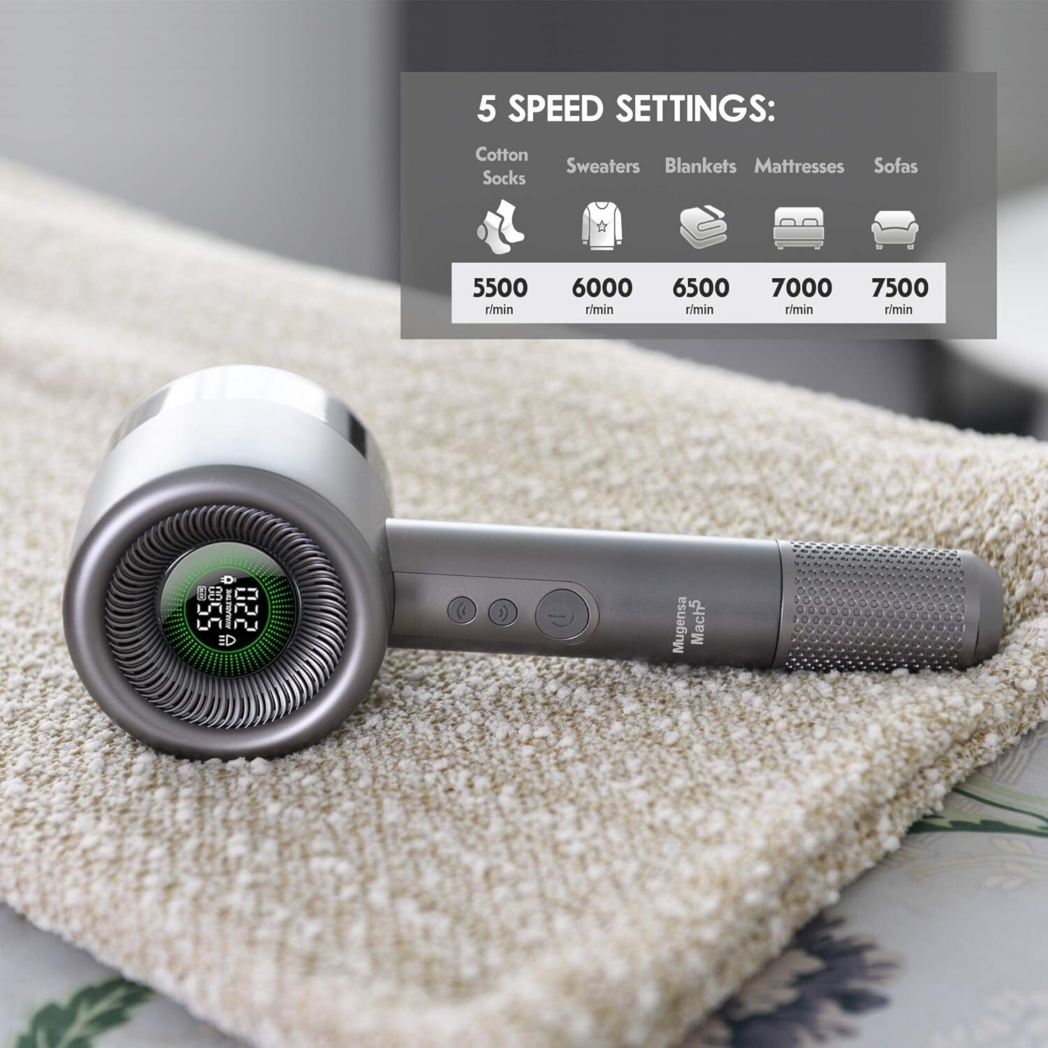 Powerful 6-Blade Lint Remover with 5 Speed Settings - Clothes & Furniture Care