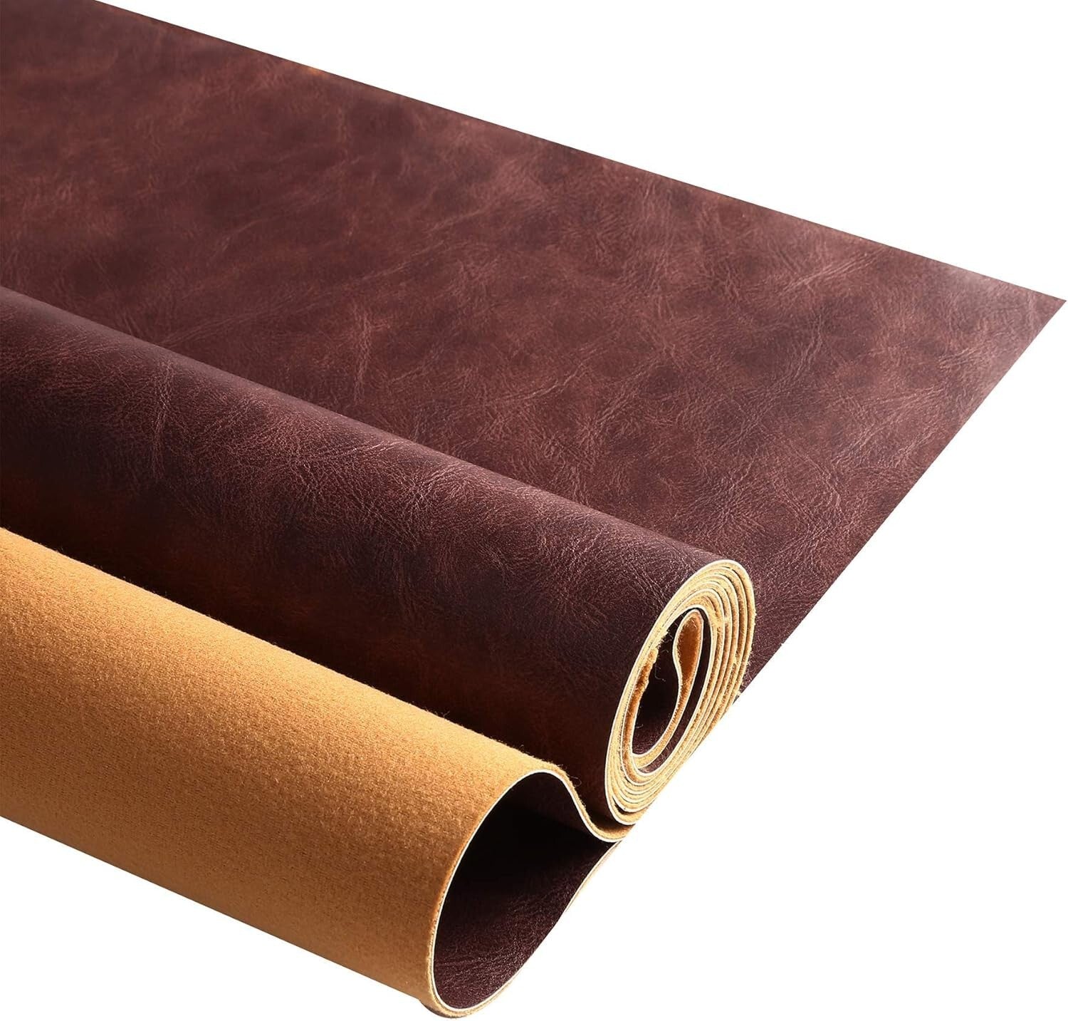 Durable Dark Brown Faux Leather Fabric - 1.2mm, Perfect for Upholstery & Crafts