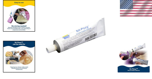 SIL-Poxy 3oz Silicone Rubber Adhesive - Strong, Skin Safe & Weather Resistant