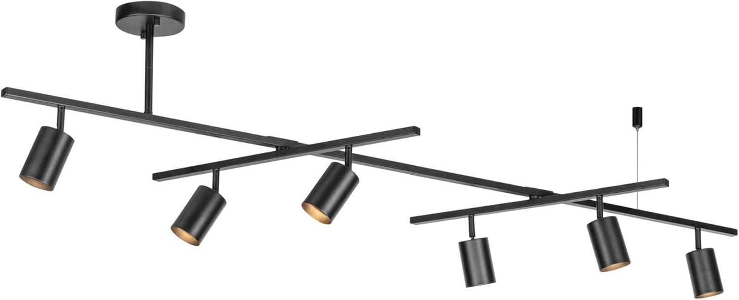 64-Inch Electric 6-Light Track Lighting in Matte Black - Dimmable & Adjustable