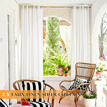 Load image into Gallery viewer, Stylish Linen Textured Sheer Curtains for Indoor/Outdoor Use - 2 Pack, 52"x96"