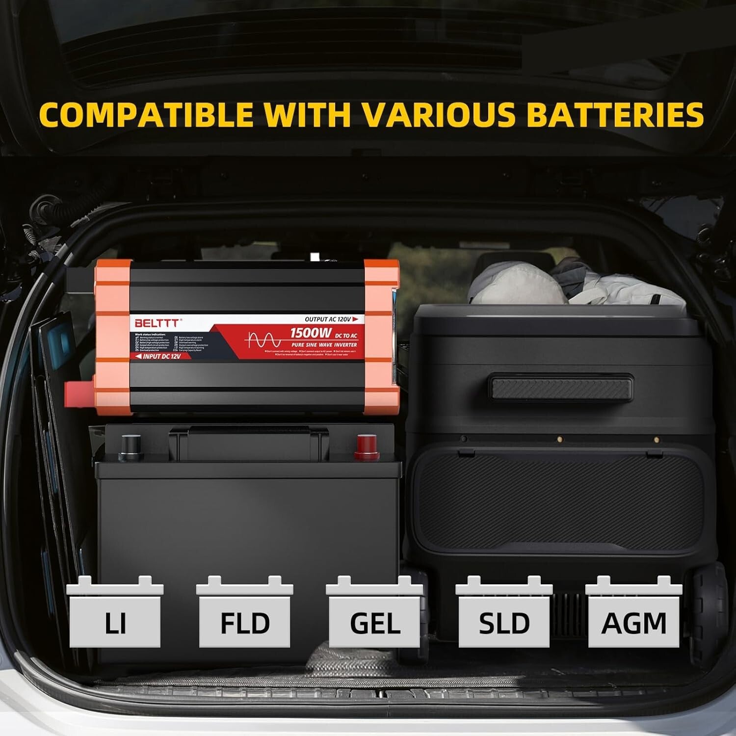 Dual AC Socket 1500W Inverter for RVs, Trucks, and Outdoor Camping Needs