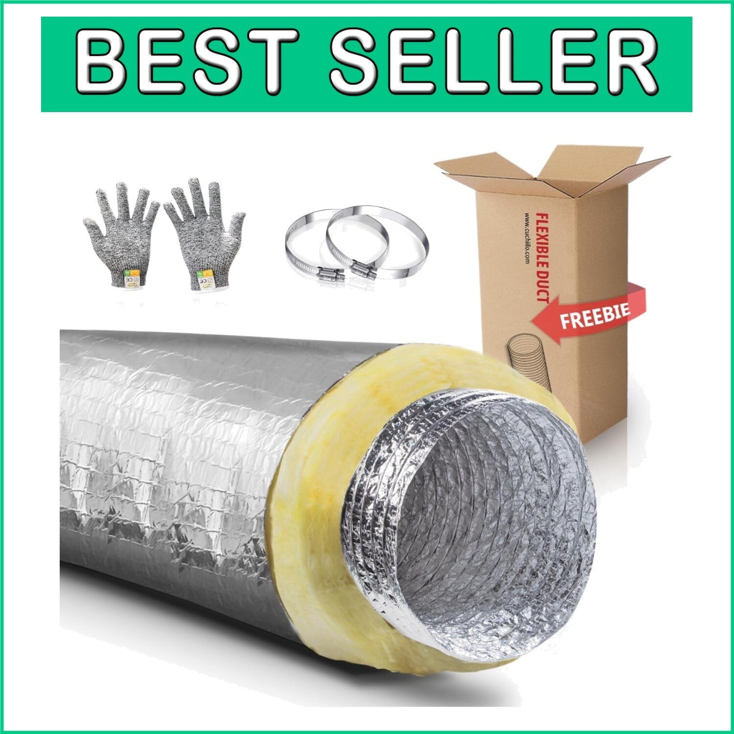 Durable 4 Inch Insulated Flexible Duct - Ideal for HVAC and Ventilation