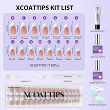 Load image into Gallery viewer, Elegant Brown Almond French Tip Press On Nails Kit - Easy DIY Nail Art