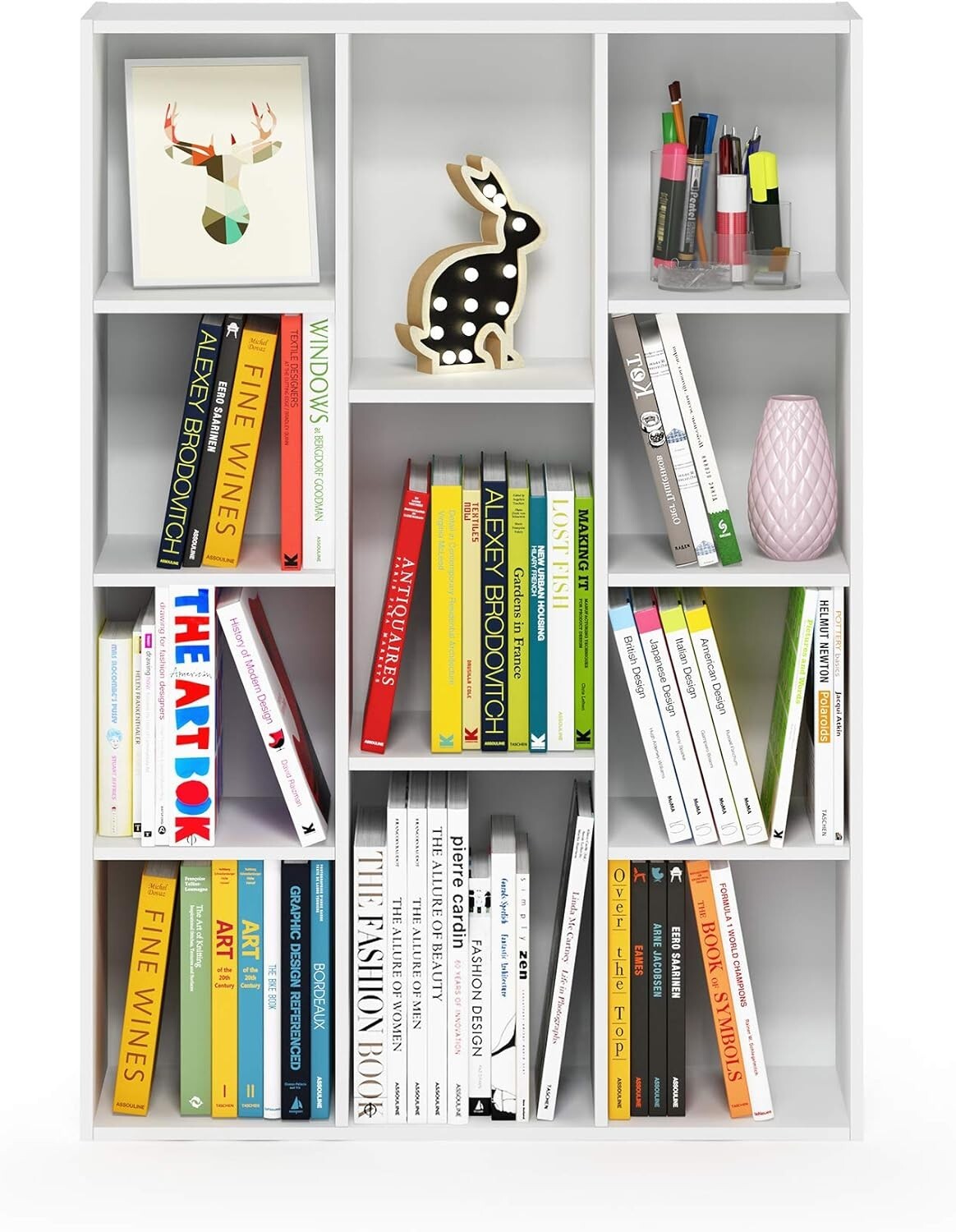 Easy Assembly 11-Cube White Bookcase - Durable Indoor Storage Solution