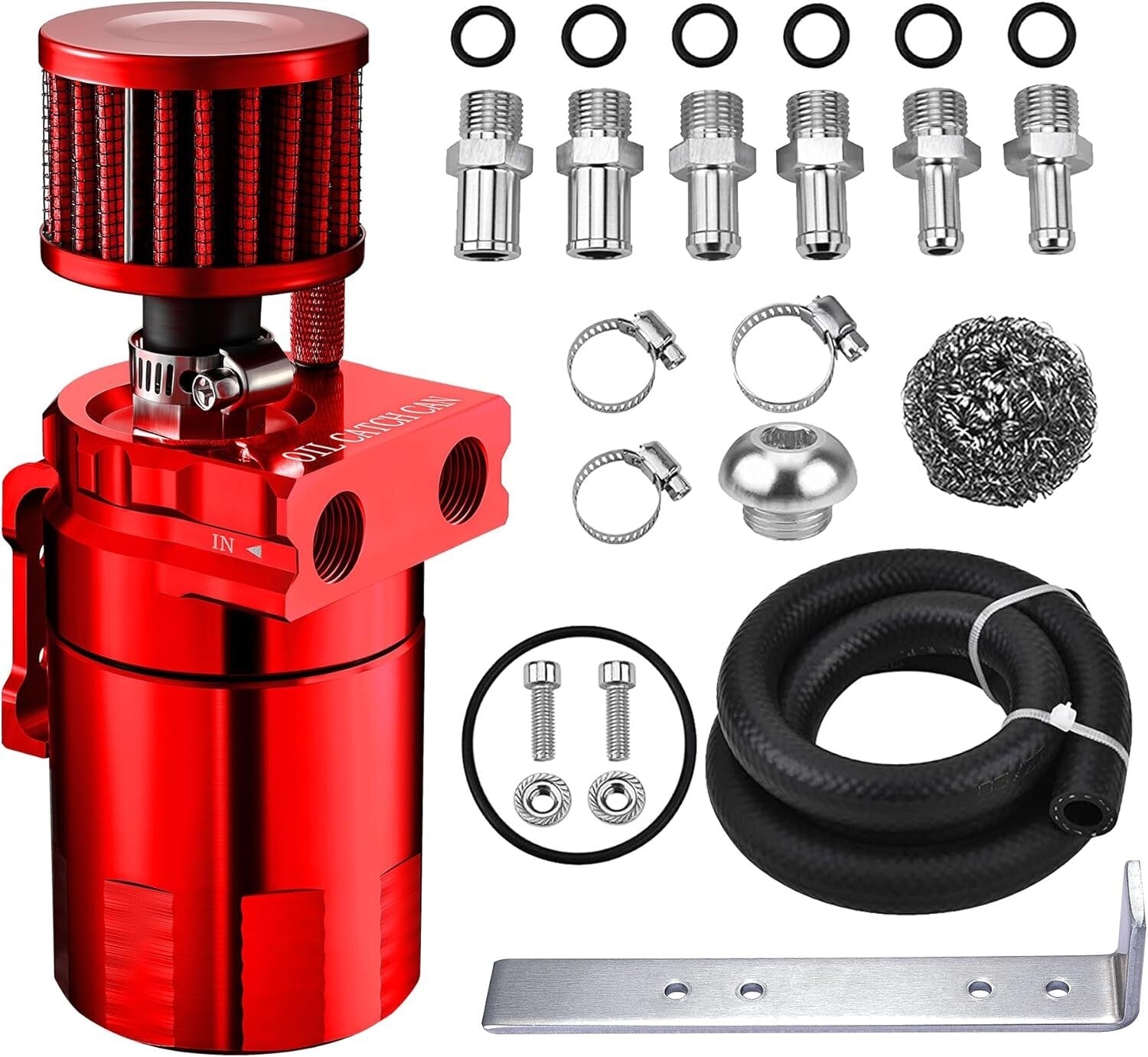 Durable Oil Catch Can Kit 300ml - Universal Fit with Breather Filter Included