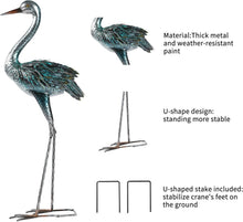 Load image into Gallery viewer, Handmade Blue Heron Outdoor Sculptures - Decorative Metal Statues for Gardens