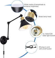 Load image into Gallery viewer, Set of 2 Dimmable Vintage Wall Sconces - Industrial Plug-In &amp; Hardwired Fixture