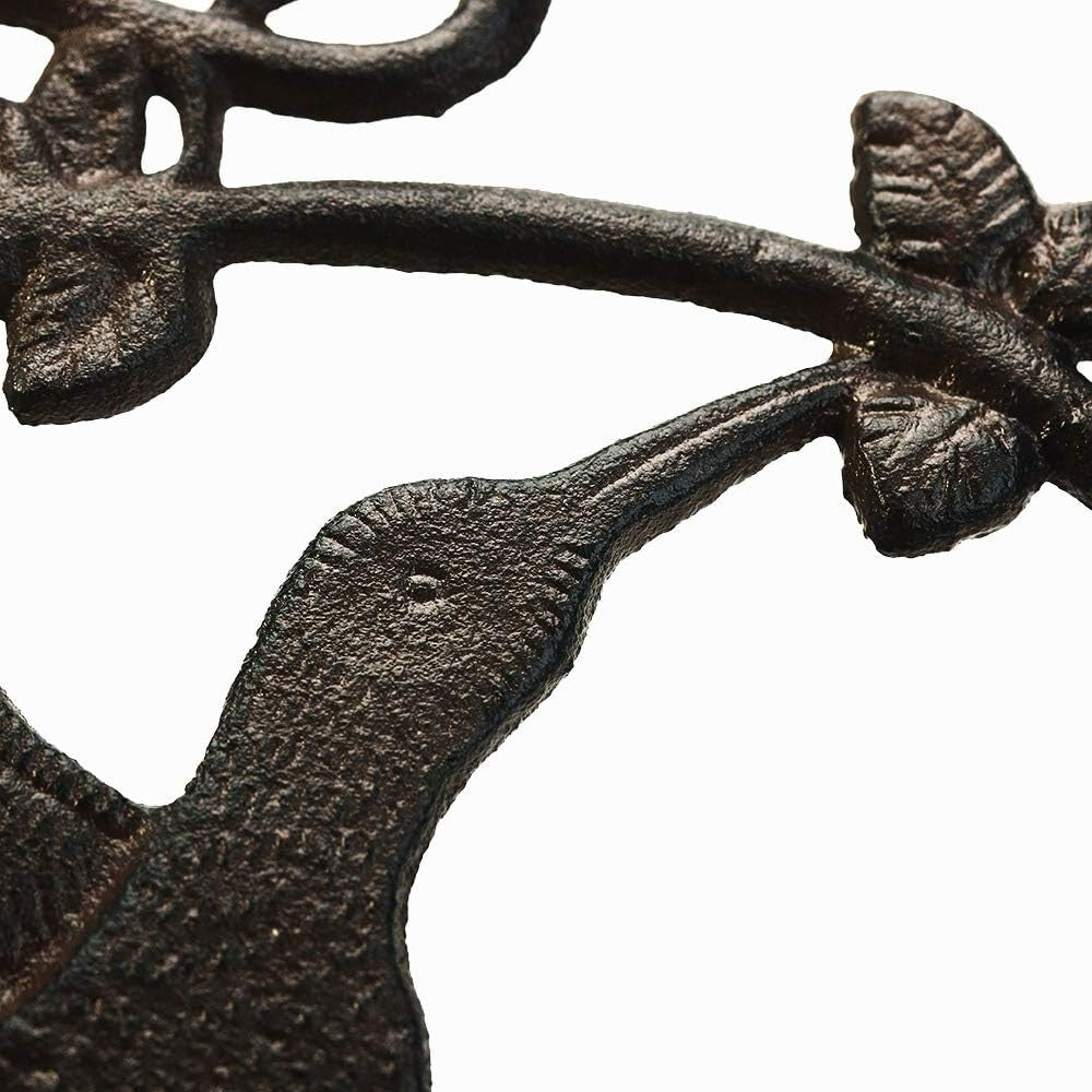 Heavy-Duty Hummingbird Wall Hooks - Adjustable 10.4 Inch Cast Iron Set of 2