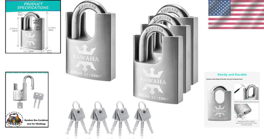 Weatherproof 50mm Heavy Duty Padlock Set - Keyed Alike for Ultimate Security