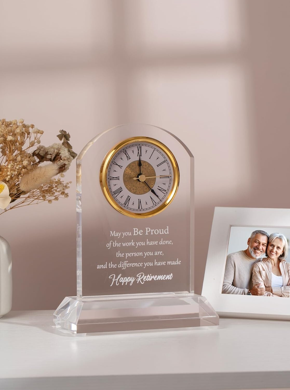 Elegant Quartz Desk Clock with Plaque - Perfect Retirement Gift for Loved Ones