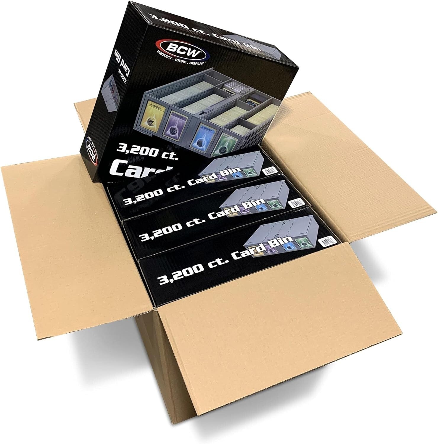 Durable Collectible Card Bins - 4-Pack with Dividers, Holds All Trading Cards