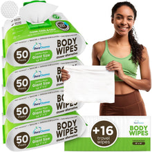 Load image into Gallery viewer, 216 XL Travel Body Wipes for Women - Hypoallergenic, Aloe and Vitamin E Infused