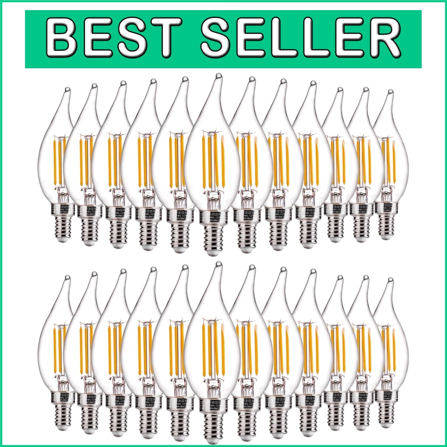 Elegant 24 Pack Dimmable E12 LED Chandelier Bulbs - 40W Incandescent Equivalent