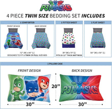 Load image into Gallery viewer, Twin Size PJ Masks Reversible Comforter and Sheet Set - 4 Piece Adventure Set
