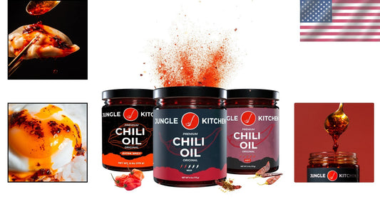 Crunchy Garlic Chili Crisp Oil - Mild, Spicy, Extra Spicy Sauces 3-Pack