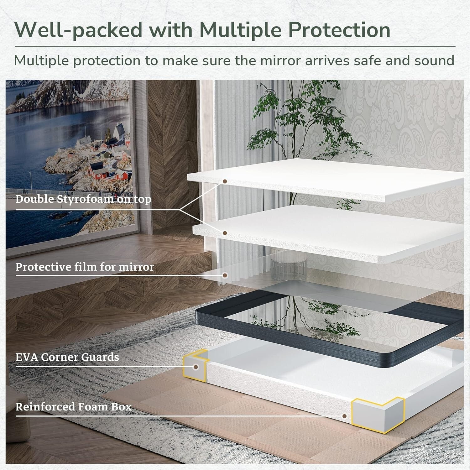 Modern 20"x30" Matte Black Vanity Mirror - Frameless Design & High Clarity