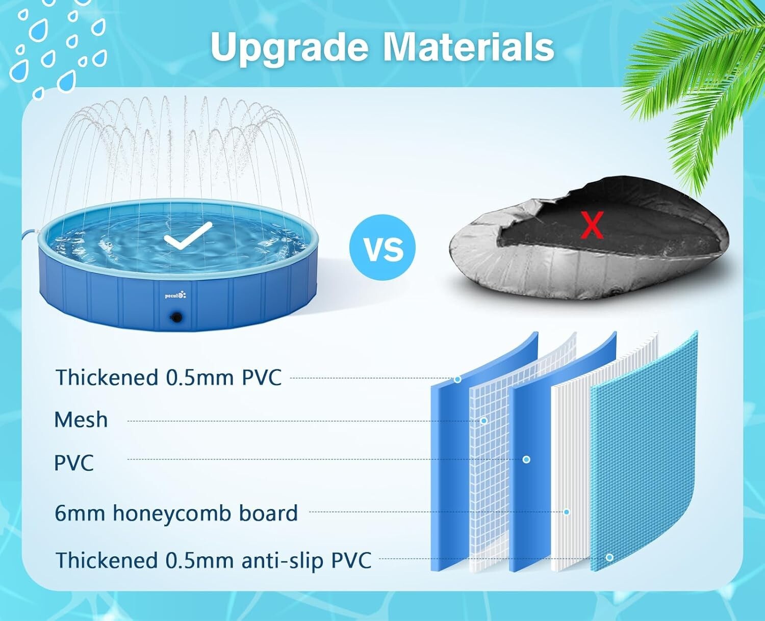 Extra-Large Foldable Dog Pool with Sprinkler - Portable Splash Wading Fun!