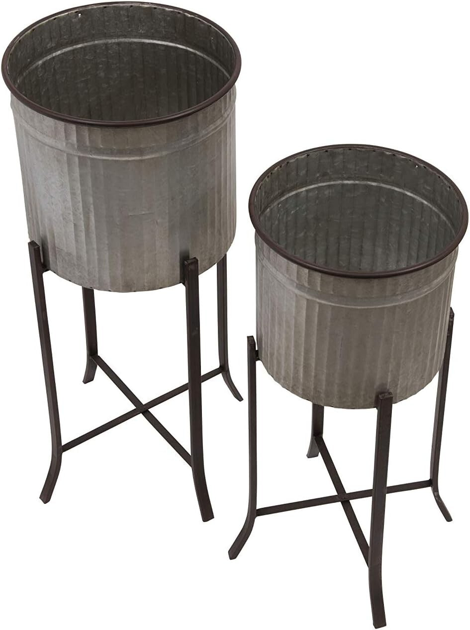 Modern Set of 2 Iron Planters with Stands - Perfect for Your Indoor Jungle