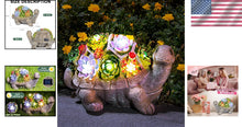 Load image into Gallery viewer, Vibrant Solar Turtle Statue for Gardens - Handmade Gift for Mom or Friends