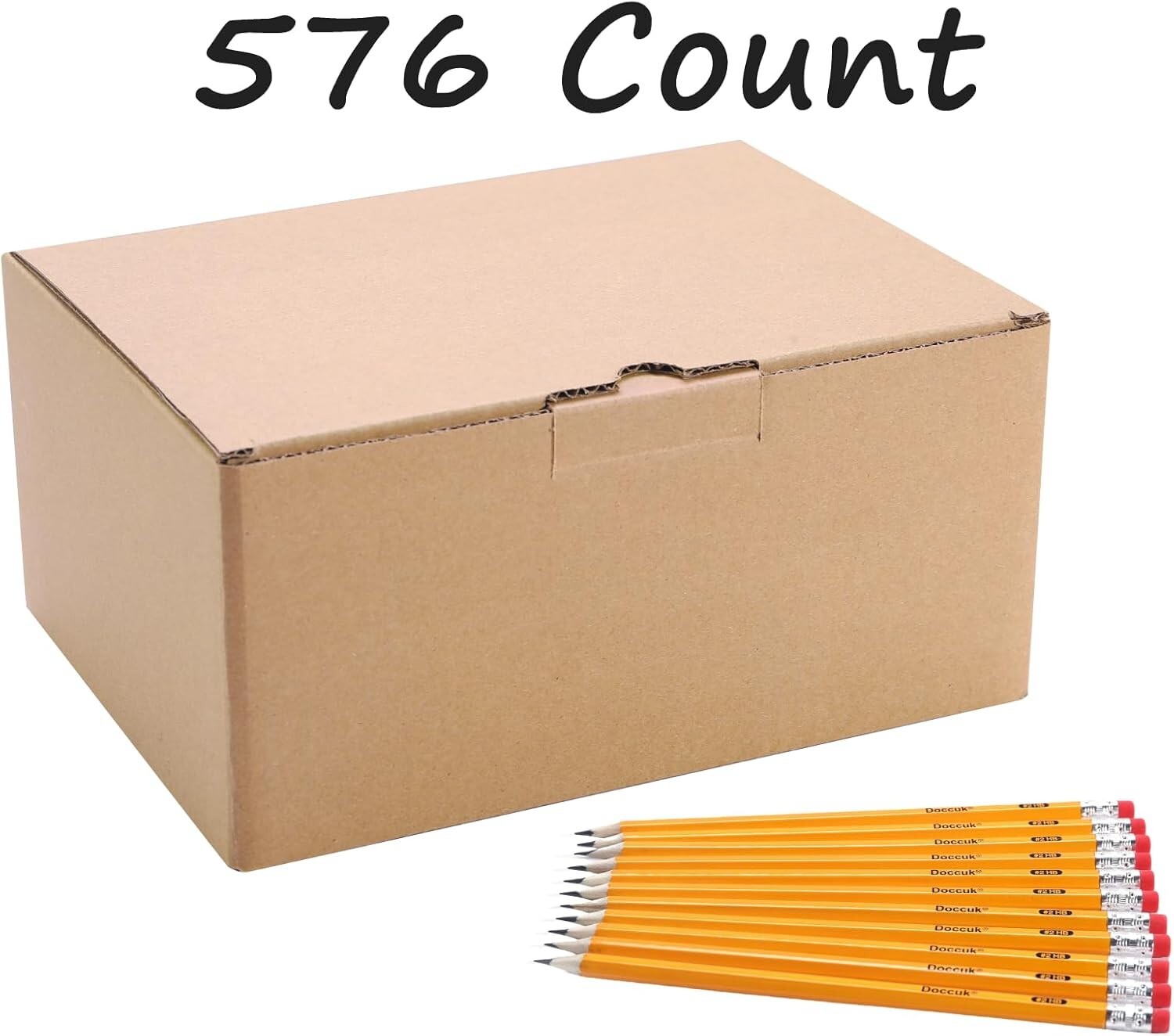 576 Count Yellow Wood-Cased HB Pencils - Pre-Sharpened for Effortless Writing