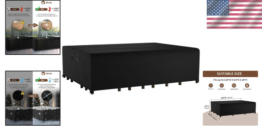 Heavy-Duty Waterproof Patio Furniture Cover - 128x64 inch Rectangular Protector