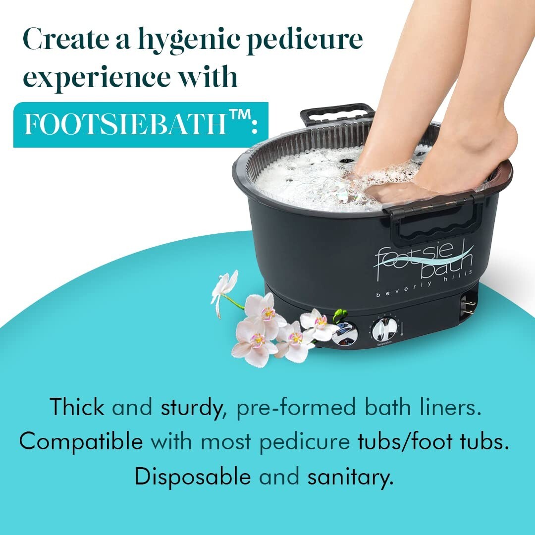 FootsieBath Compatible Disposable Pedicure Liners - 100 Count for Easy Cleanup