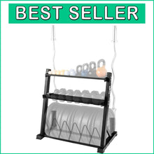 Load image into Gallery viewer, Multi-Functional Weight Storage Rack with 6 Pegs &amp; Barbell Stand – Max 1190 lbs