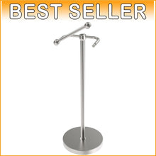 Load image into Gallery viewer, Floor Standing Toilet Paper Holder – Pivoting Stainless Steel with Stable Base