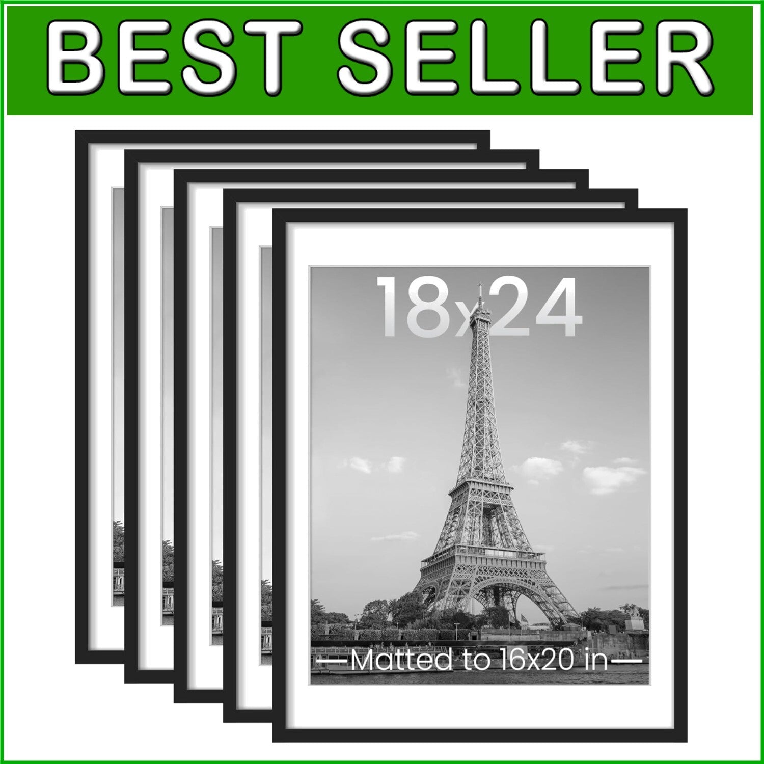 Elegant 18x24 Picture Frame Set of 5 - Ideal for Family Wall Displays