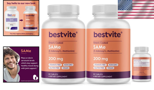 Advanced SAM-e 200mg Formula - 120 Vegan Tablets for Enhanced Wellbeing