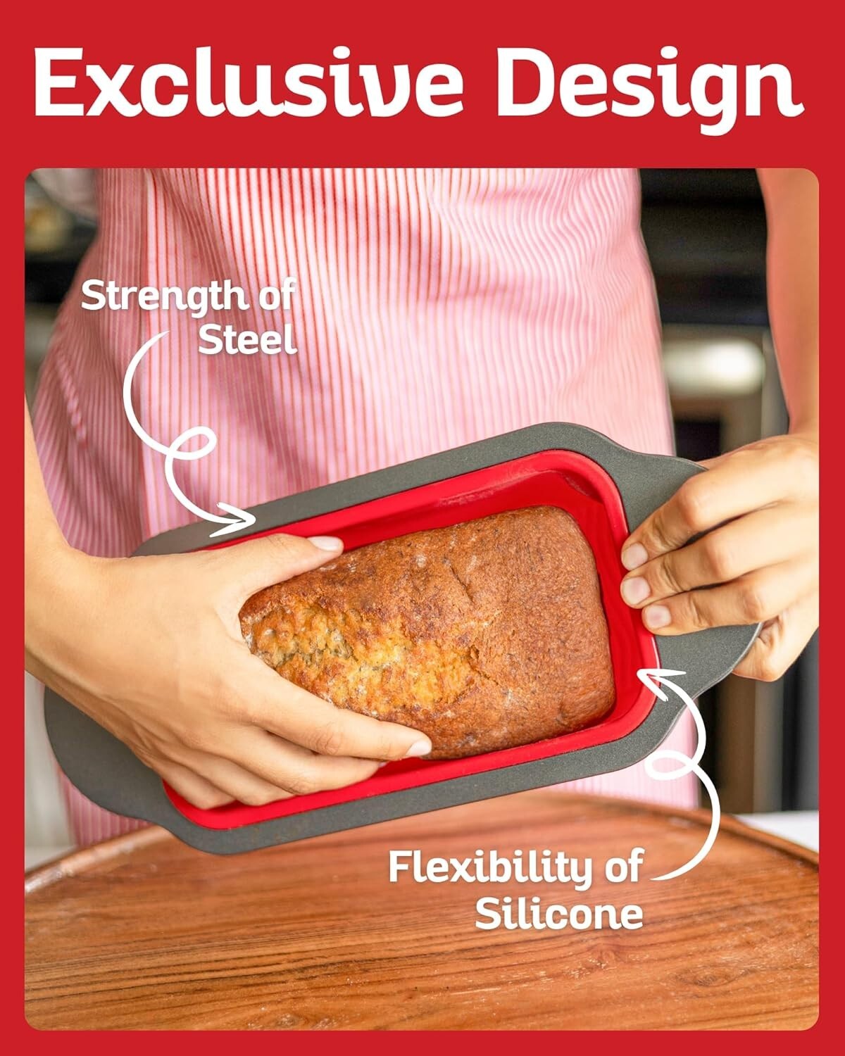 9x5 Premium Silicone Bread Loaf Pan - Dishwasher Safe with Heavy-Duty Design